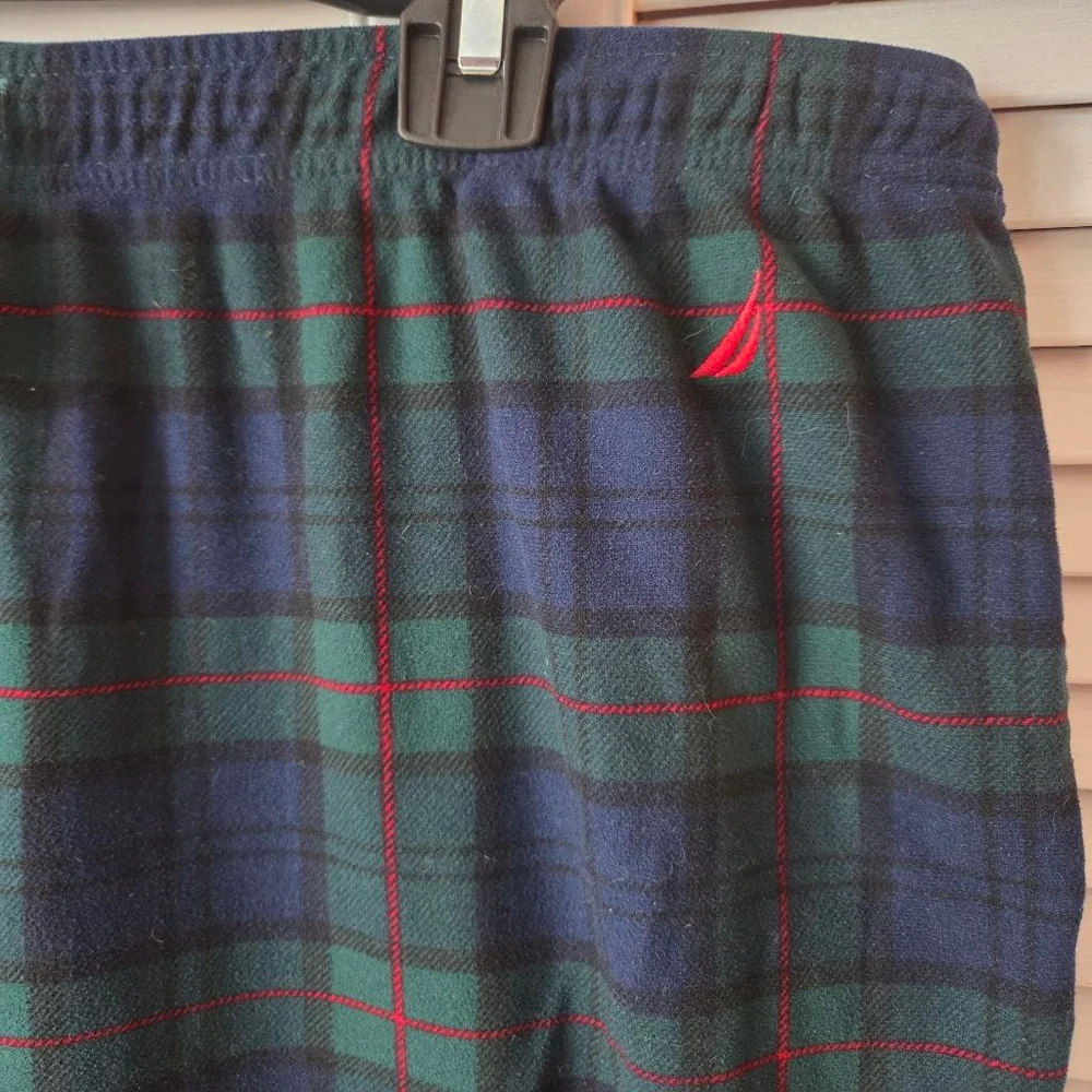 Nautica Men's Flannel Plaid Sleepwear pants green, blue, and red